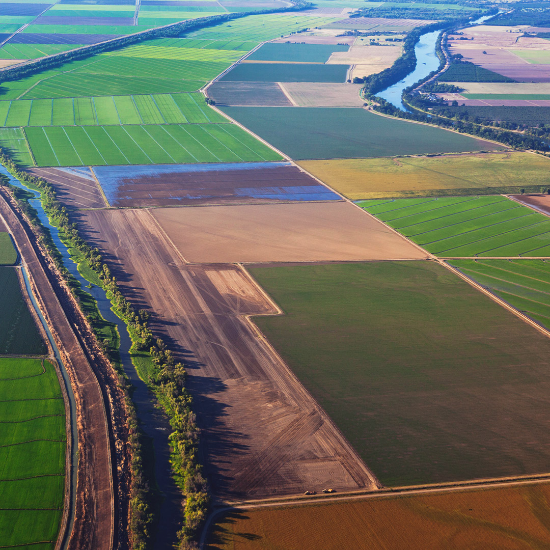 Farm fields aerial view